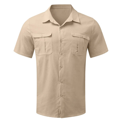Men’s Linen Stand Collar Shirt