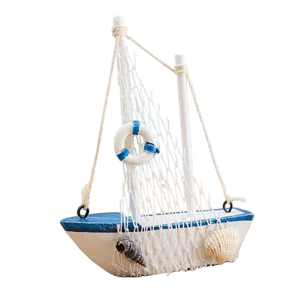 Mini Blue Wooden Sailboat Decoration