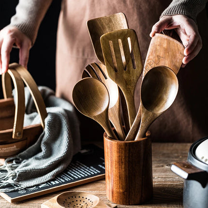 9-Piece Wooden Kitchen Utensil Set