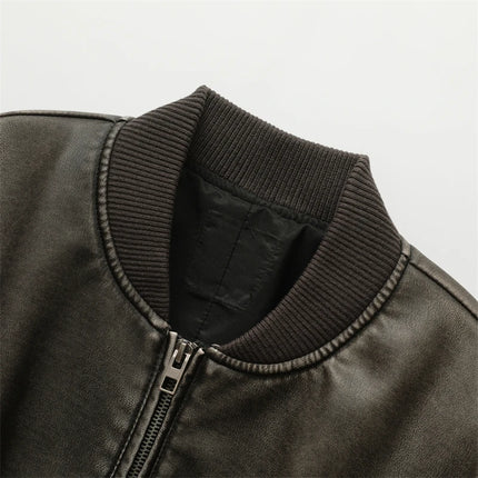 Women's Faux Leather Bomber Jacket