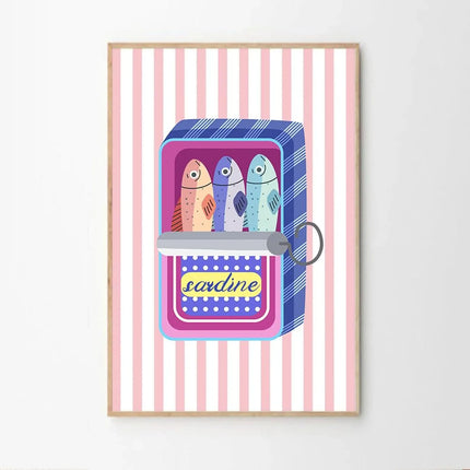 Pink Sardine Canvas Wall Art