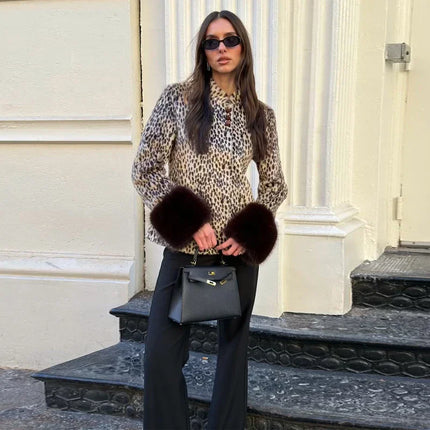 Women's Leopard Print Fur Jacket