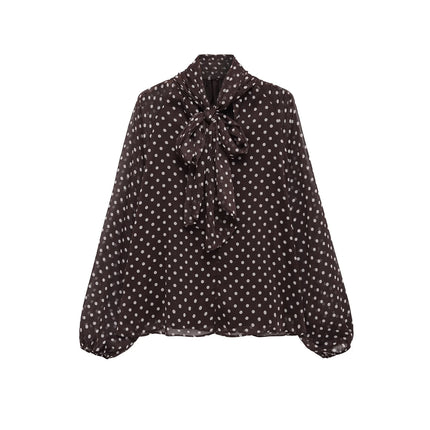 Women's Polka Dot Bow Blouse
