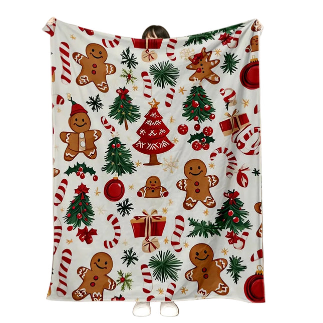 Christmas Gingerbread Flannel Throw Blanket