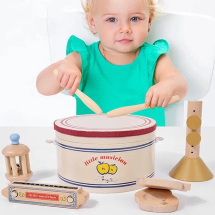 Wooden Xylophone and Drum Set