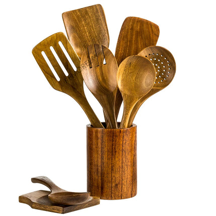 9-Piece Wooden Kitchen Utensil Set