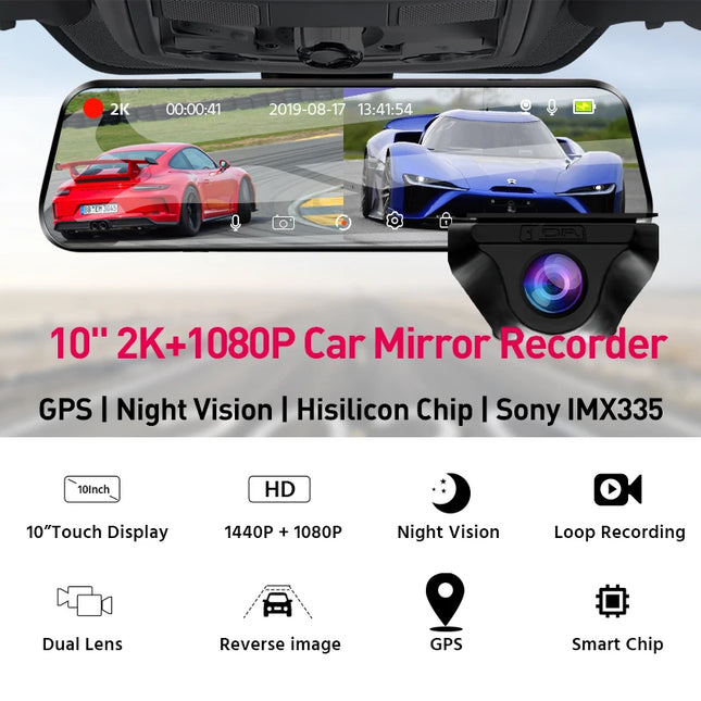 2K Car DVR Mirror Camera