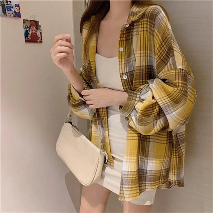 Women's Plaid Button-Up Shirt