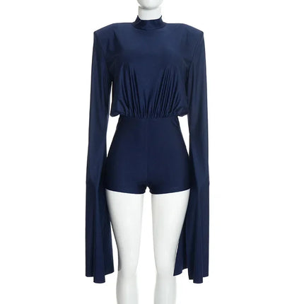 Women's Backless Mock-Neck Romper
