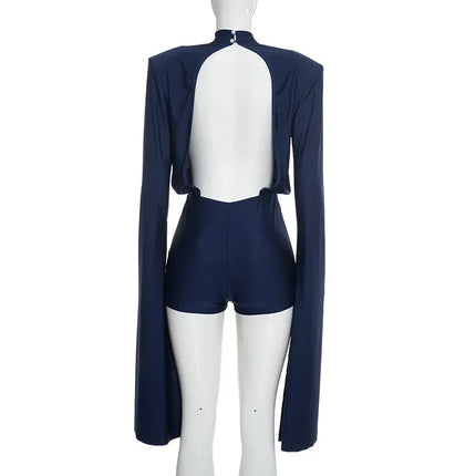 Women's Backless Mock-Neck Romper