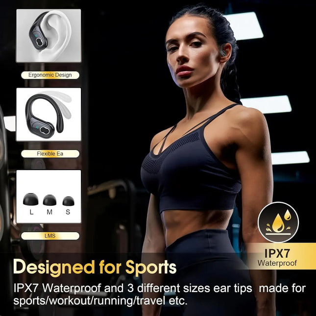 NNEOBA Bluetooth 5.4 Wireless Earbuds with Ear Hooks