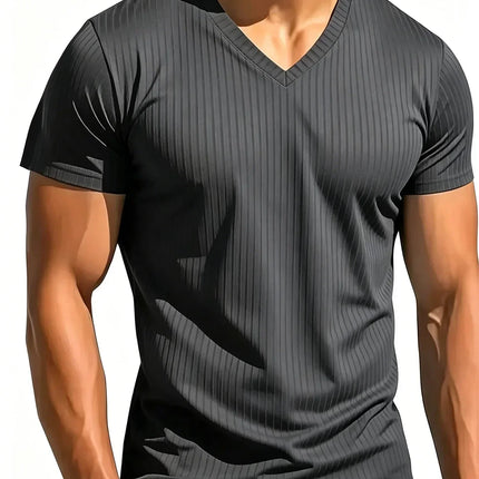 Men's Ribbed V-Neck T-Shirt
