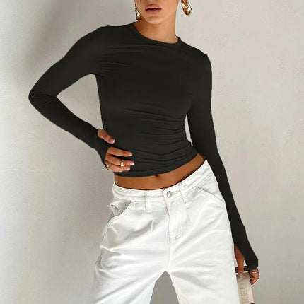 Women's Long Sleeve Slim Fit Crop Top
