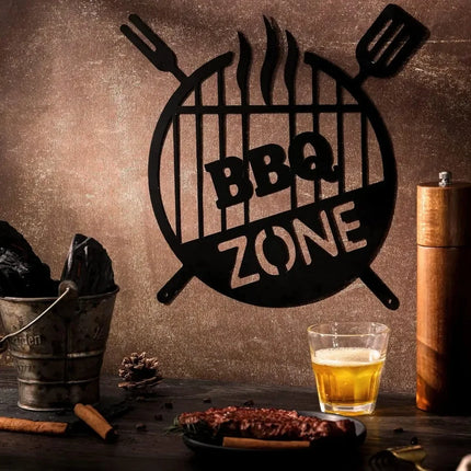 Rustic Metal BBQ Wall Sign