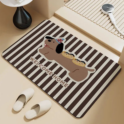 Cute Dachshund Puppy Absorbent Floor Mat