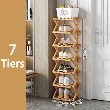 Foldable Bamboo Shoe Rack