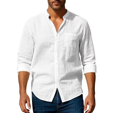 Men’s Cotton Linen Henley Shirt