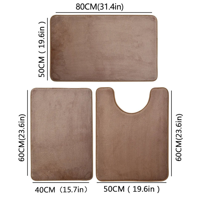 3-Piece Bathroom Floor Mat Set