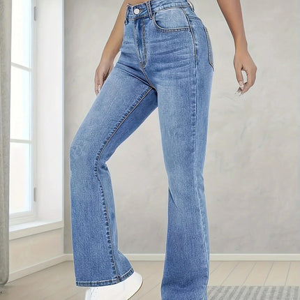 High-Waist Wide-Leg Denim Pants
