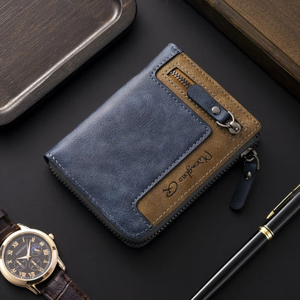 Retro Zipper Leather Wallet