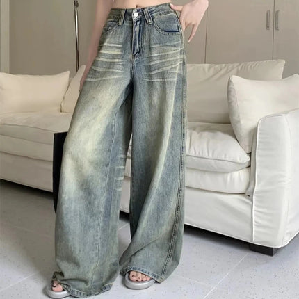 Vintage Washed Wide-Leg Jeans