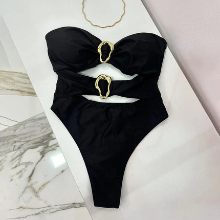 Metal Ring Cut-Out Swimsuit