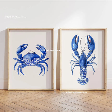 Retro Blue Sardine Canvas Poster