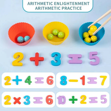 Wooden Color Sorting Beads and Bowls Learning Set