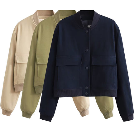 Women's V-Neck Bomber Jacket