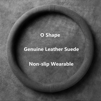 Suede and Cowhide Steering Wheel Cover