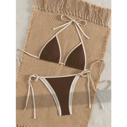Color Block Triangle Bikini Set