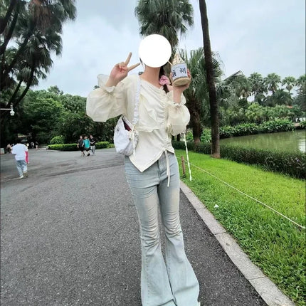Women's Off-Shoulder Flare Sleeve Top