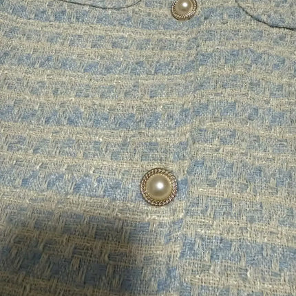 Women's Blue Plaid Tweed Jacket