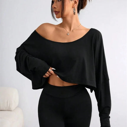 Title: Women's Black Asymmetrical Top