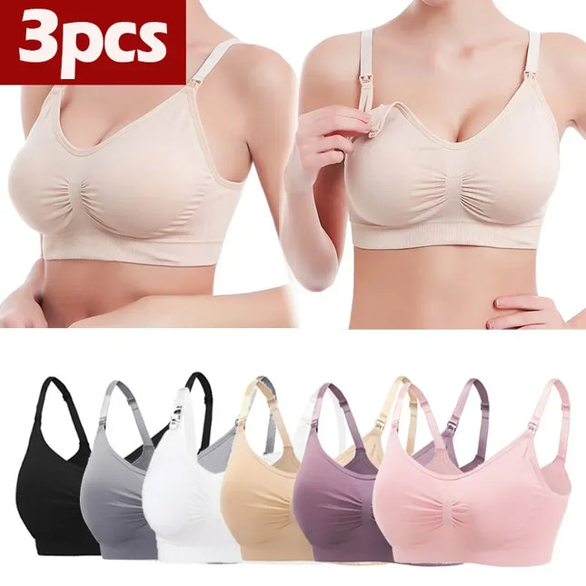 3-Piece Cotton Maternity Nursing Bra Set