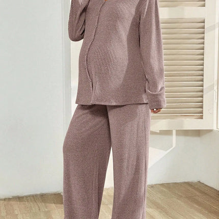 2-Piece Knitted Maternity Loungewear Set