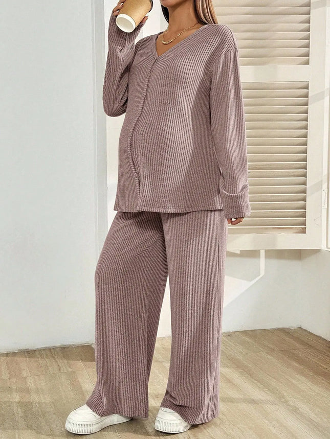 2-Piece Knitted Maternity Loungewear Set