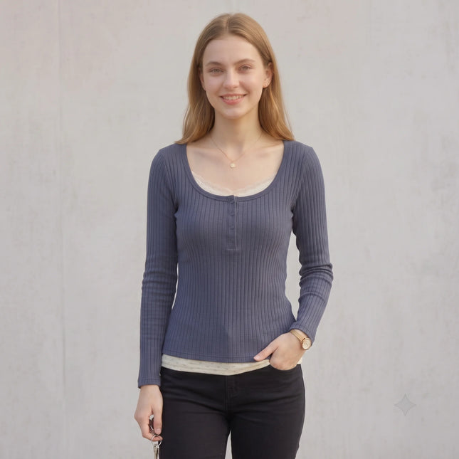 Women’s Lace Patchwork Slim Fit Top