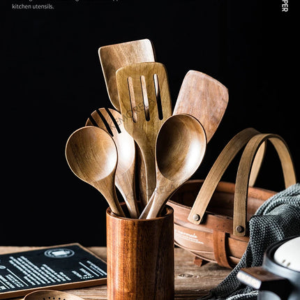 9-Piece Wooden Kitchen Utensil Set