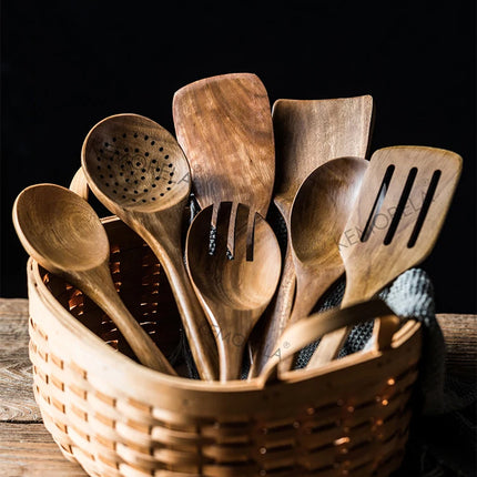9-Piece Wooden Kitchen Utensil Set