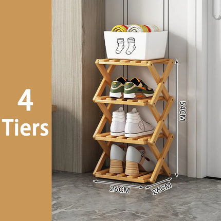 Foldable Bamboo Shoe Rack