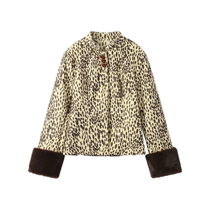 Women's Leopard Print Fur Jacket