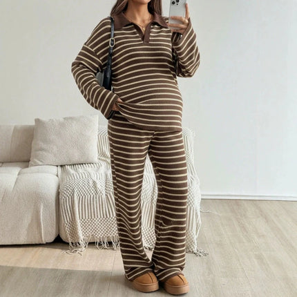 2-Piece Maternity Polo Shirt and Pants Set