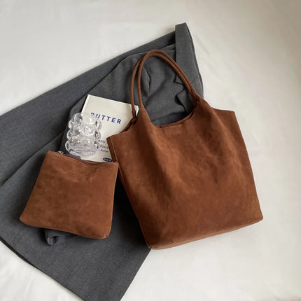 Suede Tote Shoulder Bag