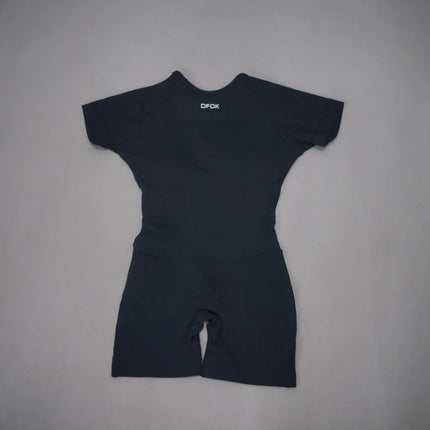 Women's Short-Sleeve Open-Back Yoga Jumpsuit