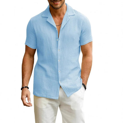 Men’s Short-Sleeve Cotton Linen Shirt