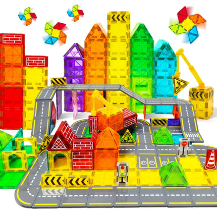 Magnetic Road Construction Building Blocks Set for Kids