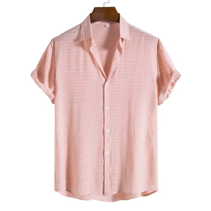 Men’s Short-Sleeve Cotton Linen Shirt