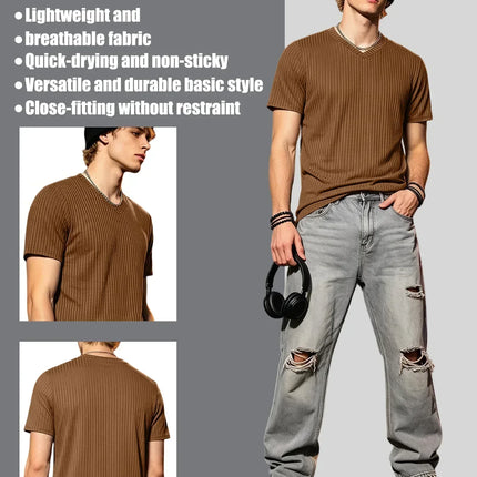 Men's Ribbed V-Neck T-Shirt