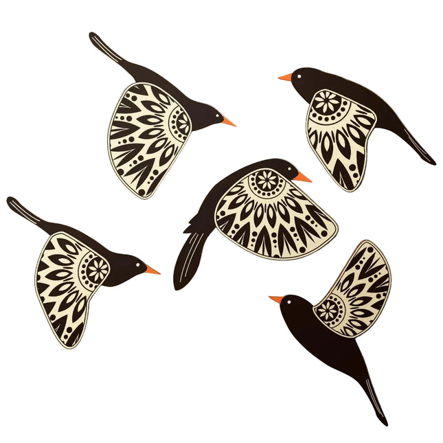 Wooden Flying Bird Wall Decor Set